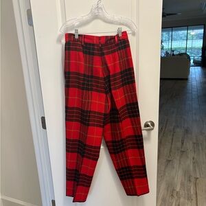 Vintage 80’s United Colors of Benetton red plaid wool plaid pants